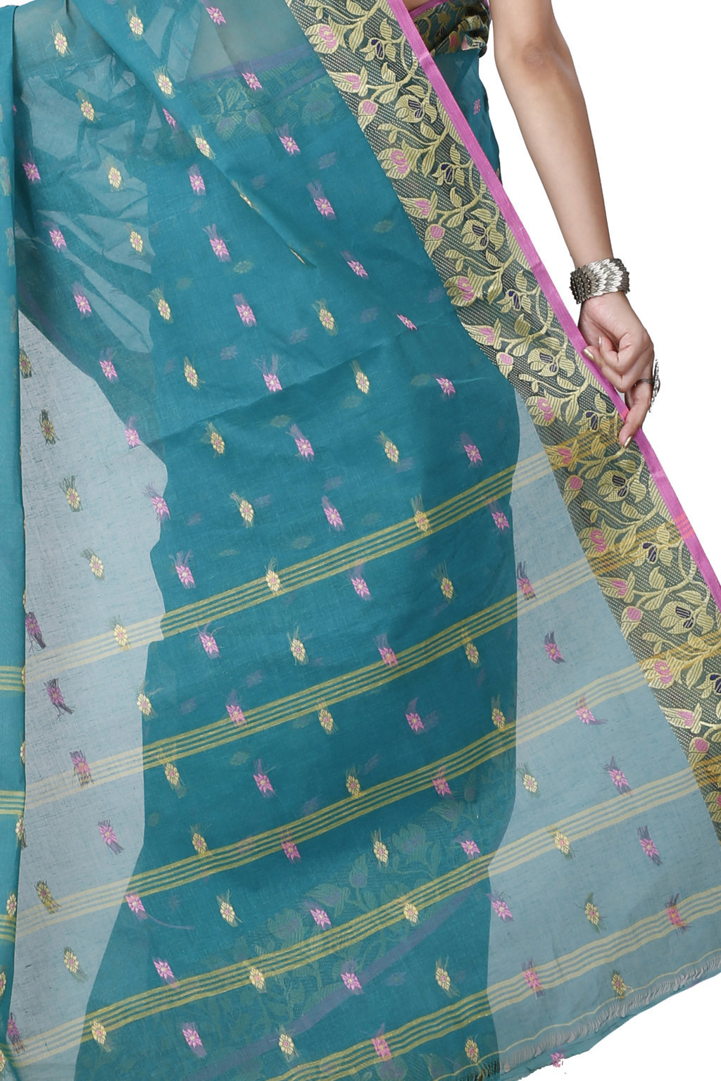 Dark Green Pure Cotton Gopika Tant Saree (1057)
